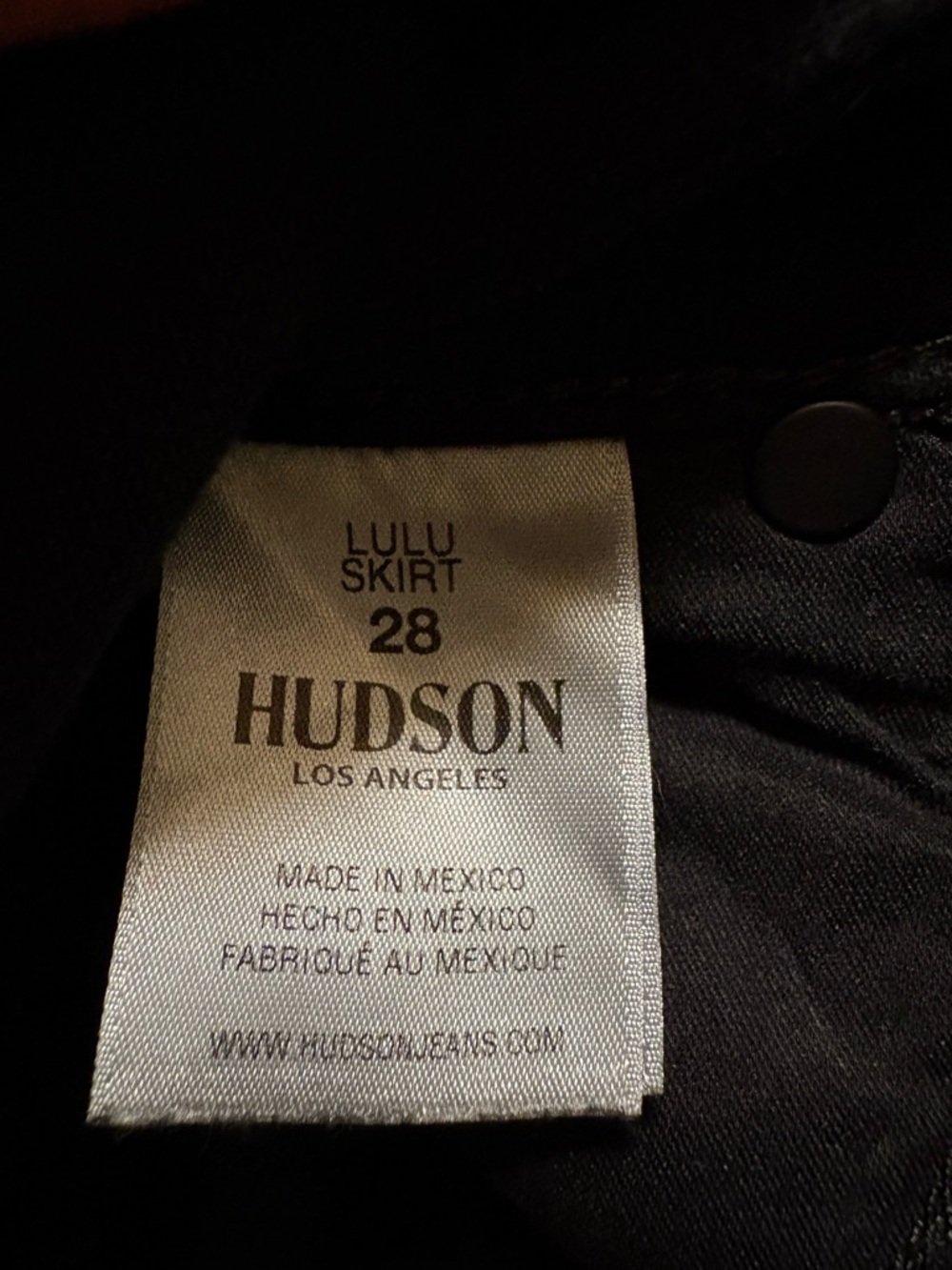Hudson Lulu Black Denim Mini Skirt Studded Side Detail Size 28 NWT - Picture 10 of 13